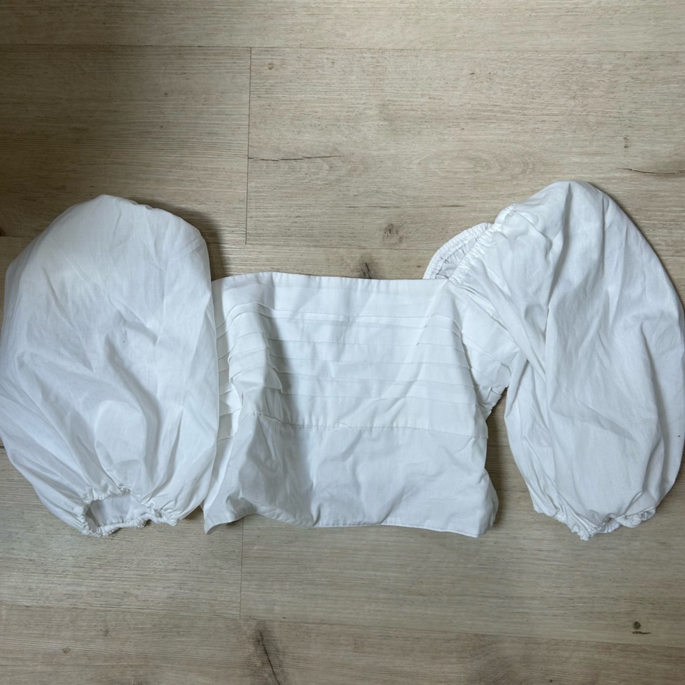 Abercrombie White Puff Sleeve Blouse Crop Top